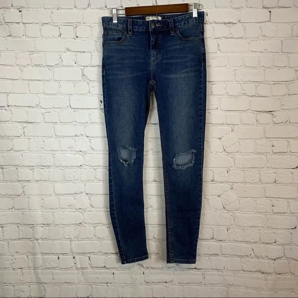 Free People Womens Ripped Distressed Skinny Jeans Size 27